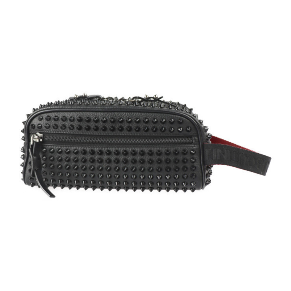 Christian Louboutin Blaster Shoulder Bag Calf Leather Clutch Bag Black Red